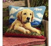AxiangziK Diy Kits De Crochets De Verrouillage Pour Adultes,Chien animal Labrador,Loquet Crochet Housse De Coussin Imprimée Couture Faire Des Kits,43x43cm