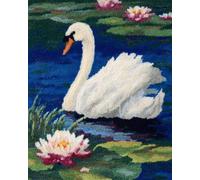 AxiangziK DIY Latch Hook Rugs Kits cygnes et fleurs 100x140cm | Animal Kits De Tapis À Crocheter Diy Kit De Crochet Pour Débutants Set De Fabrication De Coussin Avec Toile Imprimée Cadeau