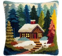 AxiangziK Kit Coussin au Point Noué 43x43cm,Igloo forestier | Kit Tapis Point Noué À Faire Pour Débutants Adultes,broderie Crochet fait à la main ensemble Artisanat