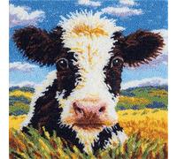 AxiangziK Kit Crochet de Verrouillage Tapis DIY Broderie,Animaux, bovins,Kit de Coussin avec Crochet à Loquet Coussin au Point Noué,43x43cm