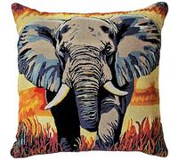 AxiangziK Kit Crochet De Verrouillage Tapis Diy Broderie,Prairies africaines,animaux,éléphants,Kit Tapis Point Noué À Faire Pour Débutants,Adultes Ou Enfants,Latch Hook Coussin,43x43cm