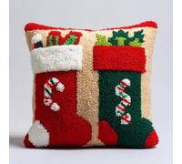 AxiangziK Kit de coussin à crochet pour débutants,chaussettes de Noël | Loquet Crochet Complet Housse de Coussin,43x43cm pour la décoration du canapé de la maison