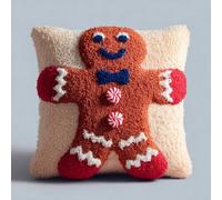 AxiangziK Kit de Coussin à Crocheter,bonhomme en pain d'épice de Noël | Imprimée Kit de Crocheter pour Débutants et Adultes 43x43cm Housse de Coussin à Faire Soi Même pour Canapé