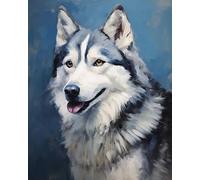 AxiangziK Kit de point de croix Bricolage,Animal Chien Husky,kit de démarrage de broderie pré -imprimée canevas kit complet adulte ou enfants,40x50cm
