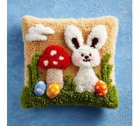 AxiangziK Kits de crochet de loquet,Champignon de dessin animé housse de coussin,kits de broderie,DIY tapis à broder,Coussin au Point Noué,43x43cm