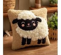 AxiangziK Kits de loquet à crochet 3D,Chèvre de dessin animé Kit de Coussin avec Crochet à Loquet,broderie au point de croix pour canapé et enfants et adultes,43x43cm