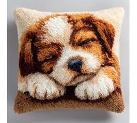 AxiangziK Kits de loquet à crochet 3D,Un chiot qui dort Kit de Coussin avec Crochet à Loquet,broderie au point de croix pour canapé et enfants et adultes,43x43cm
