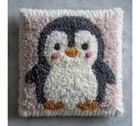 AxiangziK Latch Hook Cushion Kits,de mignons pingouins,Latch Hook Pillow Case Embroidery Kits,DIY Needlework Pillow Cover Sofa Cushion Rug Making,17x17in