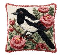 AxiangziK Latch Hook Cushion Kits,Des pies sur les branches,Latch Hook Pillow Case Embroidery Kits,DIY Needlework Pillow Cover Sofa Cushion Rug Making,17x17in