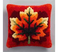 AxiangziK Latch Hook Cushion Kits,feuilles d'érable,Latch Hook Pillow Case Embroidery Kits,DIY Needlework Pillow Cover Sofa Cushion Rug Making,17x17in