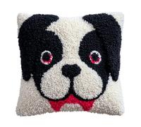 AxiangziK Latch Hook Cushion Kits for Adults,chiot mignon de dessin animé Latch Hook Pillow Case Kits Embroidery,DIY Needlework Pillow Cover Cushion Making,17x17in