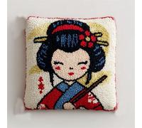 AxiangziK Latch Hook Cushion Kits for Adults,Fille japonaise de dessin animé,Latch Hook Pillow Case Kits Embroidery,DIY Needlework Pillow Cover Cushion Making,17x17in