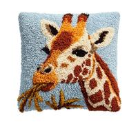 AxiangziK Latch Hook Cushion Kits for Adults,girafe mignonne,Latch Hook Pillow Case Kits Embroidery,DIY Needlework Pillow Cover Cushion Making,17x17in