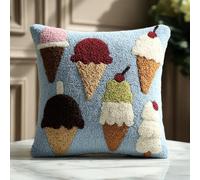 AxiangziK Latch Hook Cushion Kits for Adults,Glace de dessin animé,Latch Hook Pillow Case Kits Embroidery,DIY Needlework Pillow Cover Cushion Making,17x17in