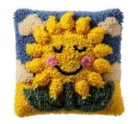 AxiangziK Latch Hook Cushion Kits for Adults,Tournesol souriant Latch Hook Pillow Case Kits Embroidery,DIY Needlework Pillow Cover Cushion Making,17x17in