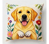 AxiangziK Latch Hook Cushion Kits,Labrador Retriever mignon,Latch Hook Pillow Case Embroidery Kits,DIY Needlework Pillow Cover Sofa Cushion Rug Making,17x17in