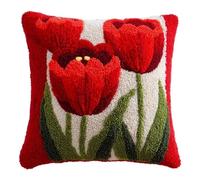 AxiangziK Latch Hook Cushion Kits,tulipes rouges Latch Hook Pillow Case Embroidery Kits,DIY Needlework Pillow Cover Sofa Cushion Rug Making,17x17in