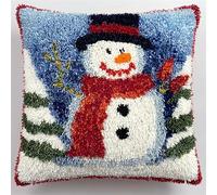 AxiangziK Loquet Crochet Kit Complet Housse de Coussin,Bonhomme de neige mignon,Taie d'oreiller de Coussins Kits de Crochet pour Enfants Adultes,Décoration Intérieure,43x43cm
