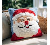 AxiangziK Noël Kit de crochet de loquet,Père Noël mignon,Kit de housse de coussin avec crochet à loquet Crochet pour Enfants Adultes Débutants,43x43cm