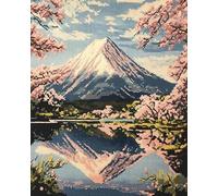 AxiangziK paysage canevas kit complet adulte,Mont Fuji,Japon,imprimé broderie point de croix,11CT point de croix kit complet pour art décoration,40x50cm