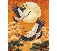 AxiangziK Paysage de style chinois 11CT Kit Broderie Point de Croix Estampé Adultes,Branches de pin grue,Compté Point de Croix Kits,DIY Pré Imprimé Canevas art broderie,40x50cm