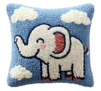 AxiangziK Point Noué Kit housse de coussin,Un petit éléphant heureux Création de Housse de Taie d'oreiller à Crocher pour La Décoration De La Maison Sofa Salon,43x43cm