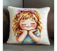 AxiangziK Style animé Kit Crochet De Verrouillage Tapis Diy Broderie,Jolie petite fille,Kit Tapis Point Noué À Faire Pour Débutants,Adultes Ou Enfants,Latch Hook Coussin,43x43cm