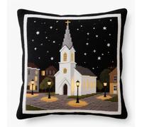 AxiangziK vue nocturne 11CT Coussin Point De Croix Kit Complet,Église sous les étoiles,Kits De Points De Croix Pour Adultes Débutants,Bricolage,Housse De Coussin,18x18in