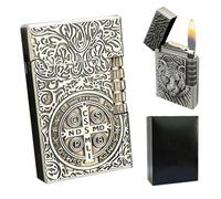 AXIASUU Briquet Rechargeable au Butane en métal Vintage avec Son de Piano, Briquet Torche à Flamme Nue, Taille de Flamme réglable, Rechargeable, Cigare, Bougie, Cigarette, Cadeau for Homme(Silver2)