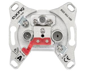 Axing BSD 963-14 prise de passage murale coax câble multimedia atténuation 14 dB (Data/TV/R)