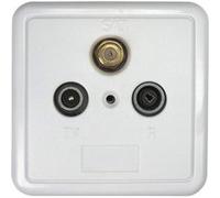 Axing Ssd 2-10 Prise Murale De Passage 3 Sorties Tv Sat Radio Avec Plaque Et Cadre Blanc G