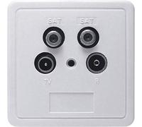Axing SSD 4-00 Twin prise murale terminale 4 Sorties TV Radio 2x SAT pour commutateur multiple avec plaque et cadre blanc