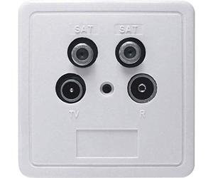 Axing SSD 4-00 Twin prise murale terminale 4 Sorties TV Radio 2x SAT pour commutateur multiple avec plaque et cadre blanc
