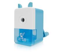 Axinost, taille-crayon manuel, taille-crayon avec manivelle, accessoire de papeterie pour étudiants, machine à tailler les crayons avec un tranchant de qualité supérieure - (Bleu et blanc)