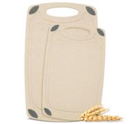 AXIOM CREATIONS Lot de 2 planches à découper en paille de blé naturelle de qualité alimentaire - Alternative écologique au plastique - Sans gluten et sans BPA - Planches à découper pratiques pour la