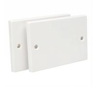 Axiom Plaque de couverture blanche standard pour prises et fiches, plaque d’obturation plate simple/double, blanche (Double (2 prises), lot de 2)
