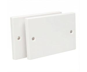Axiom Plaque de couverture blanche standard pour prises et fiches, plaque d’obturation plate simple/double, blanche (Double (2 prises), lot de 2)