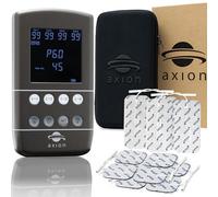 Axion appareil TENS EMS 4 canaux pour soulager la douleur par stimulation nerveuse électrique, entraînement musculaire, massage et rééducation du plancher pelvien. Batterie et 12 électrodes inclus