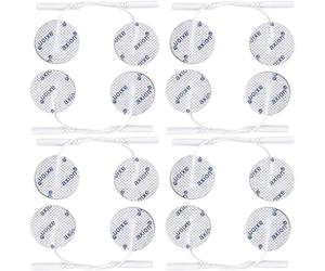 axion Lot de 16 électrodes rondes d'env. 32 mm de diamètre - Électrodes adhésives réutilisables pour appareils TENS et EMS Trainer, très bonne adhérence, conductivité, connecteur 2 mm - Produit