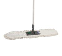 Axis Line Balai à Franges Coton 60 cm - Set Professionnel | Manche rigide, support métallique pliant, housse lavable - idéal bureaux, écoles, hôpitaux