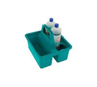 Axis Line Boîte de transport pour produits de nettoyage, boîte de rangement avec 2 compartiments, panier à bouteilles pour 3 bouteilles de 1 litre, poignée stable, plastique, 28 x 31,5 x 14 cm