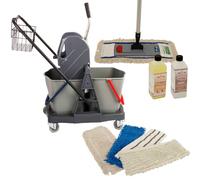 Axis Line Kit Nettoyage Sols - Chariot 17 L, 5 Balais 40 cm et Détergents