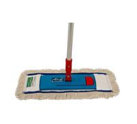 Axis Line Serpillère professionnelle avec support pliable et manche | Manche télescopique ergonomique de 1,44 m, housse en coton avec 16 rangées de couture jusqu'à 250 lavages