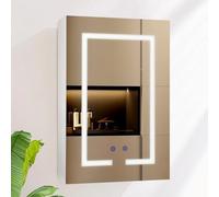 AxisFurn Armoire de Toilette avec éclairage LED, 3 lumières réglables, Armoire de Toilette Petite avec étagère et Prise de Courant, Murale Anti-buée Peu encombrante, 40 * 60cm