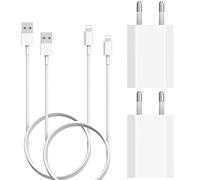 AXIULOO Chargeur USB 4-Pack 5W/1 A avec Câble 1M Charger， Prise Secteur USB Compatible pour iPhone 5 5C 5S SE 6 6S 7 8 Plus X XS XR XS 11 Pro Max，Alimentation Adaptateur adapté aux Voyages