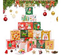 Axlyca Calendrier de l’Avent Vide à Remplir Soit Meme,24PCS Boîtes Vides de Noël,Calendrier de Noël DIY Boîte,Boites Cadeau Noël Calendrie de L'avent Surprise pour Cadeau Noël Homme Femme Fille Enfant