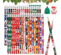 Axlyca Crayons de Noël,36PCS Crayons de Noël avec 2PCS Taille-Crayon de Noël,Crayonu Noel Enfant en Bois,Fantaisie Noel Crayon en Bois,Kit de Crayon de Noëls pour Anniversaires de Noëls des Enfants