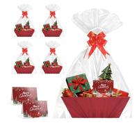 Axlyca Panier Cadeau,25 x 17 x 9 cm Panier de Présentation Vide Set,Panieri Cadeau Vide avec Sac Cadeaus,Nœud,Carte de Vœux,Paniers Garni Kraft pour Anniversaire,Mariage,Paniers Cadeaus de Noël, 5PCS