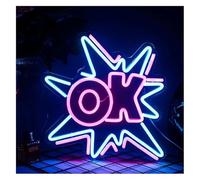 Axmoto Éclairage néon Lampe apaisante, enseigne lumineuse néon OK, décoration murale pour chambre fraîche
