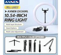 AXNEN Anneau lumineux LED de 10 pouces avec trépied, support d'appareil photo, support de bureau, convient pour l'enregistrement vidéo, la diffusion en direct, les selfies, compatible avec les iPhones